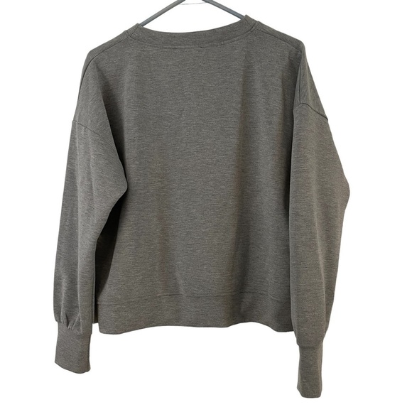 Cynthia Rowley Gray Twist Front Crewneck Sweatshirt Top, Size L - Picture 3 of 5